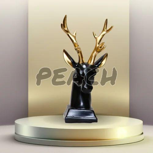 Polyresin Black Deer Head Showpiece