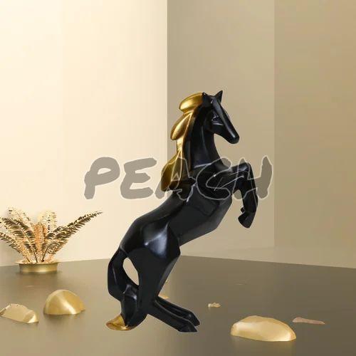 Polyresin Black Jumping Horse Statue