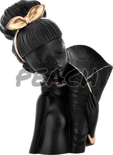 Resin Basket Girl Showpiece