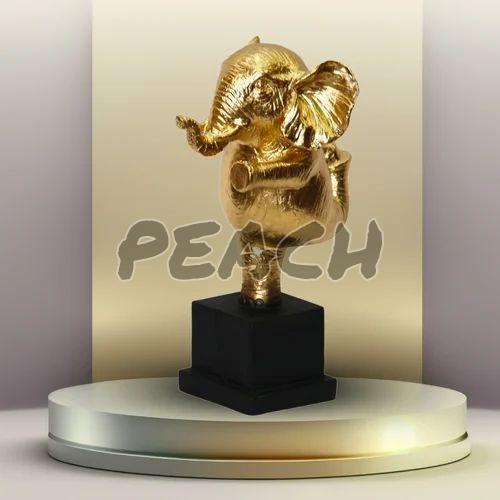 Resin Golden Dancing Elephant Statue