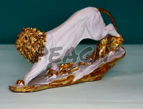 Resin Golden White Lion Statue