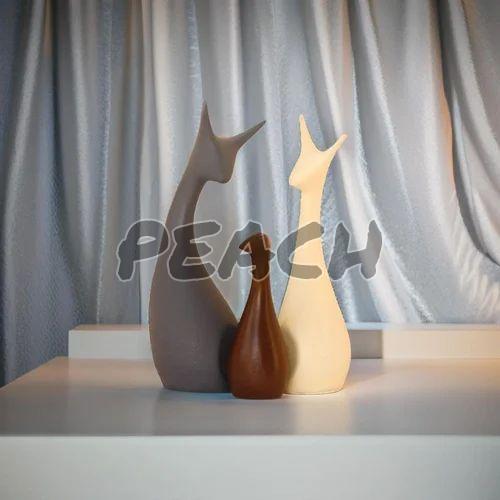 Resin Multicolor Deer Family Showpiece Set
