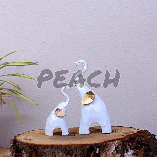 White Resin Elephant Pair Statue