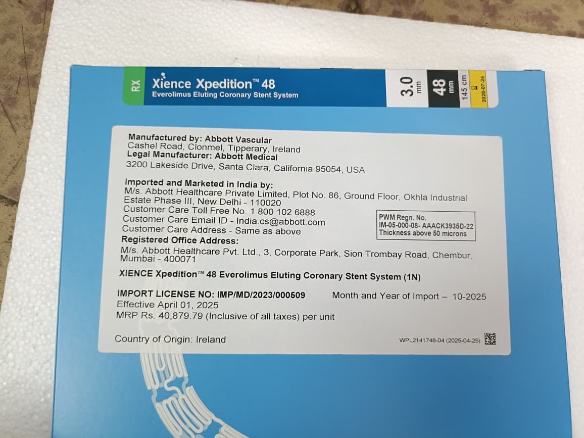 Abbott Xience Xpedition 48mm Everolimus Eluting Coronary Stent System