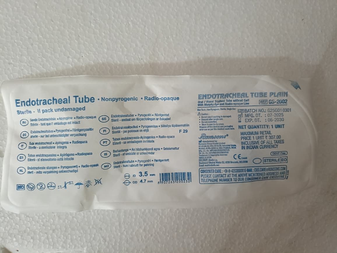 Endotracheal Plain Tube Uncuffed