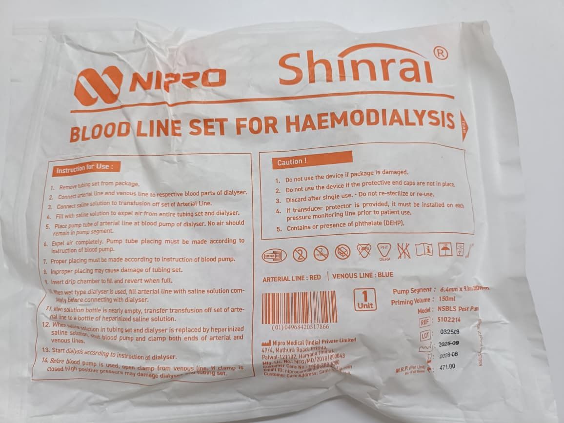 Nipro Shinrai Blood Line Set for Haemodialysis