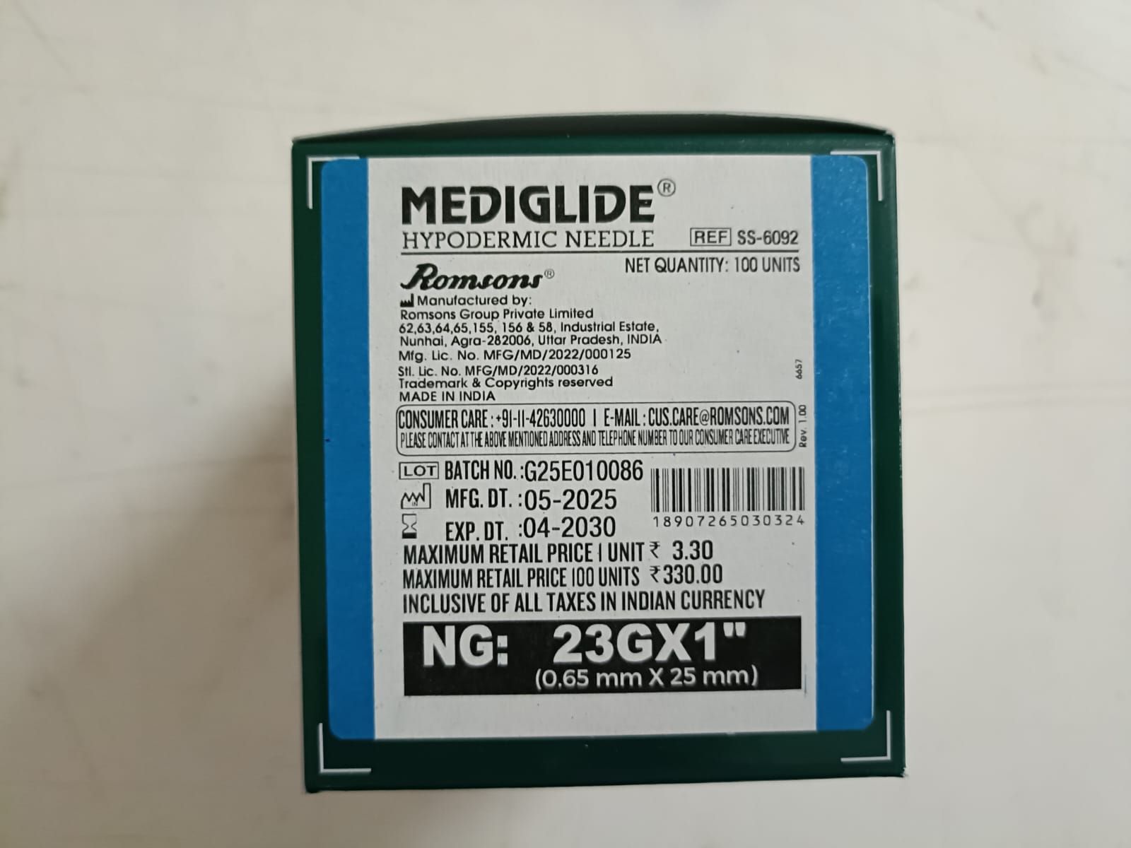 Romsons Hypodermic Needle 23g