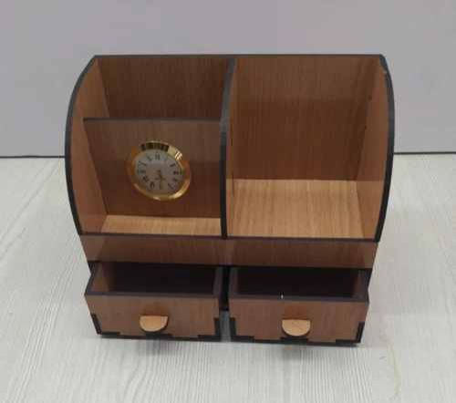 Brown Multipurpose Pen Card Wooden Stand