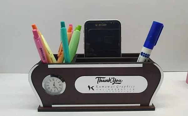 Table Top Wooden Pen and Mobile Holder