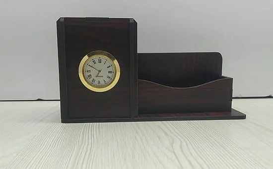 Wooden Pen Stand with Card Holder