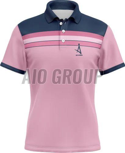 Men Pink Half Sleeves Sports T Shirt