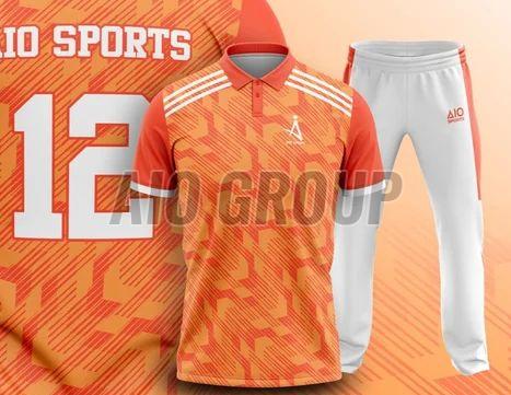 Mens Orange Sportswear T-Shirt And White  Bottom Set