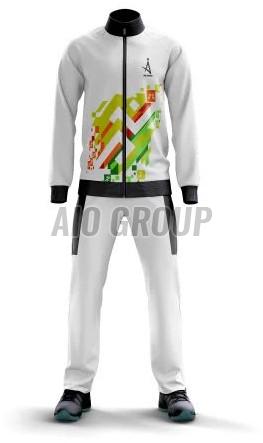 Mens Polyester White Sports Tracksuit