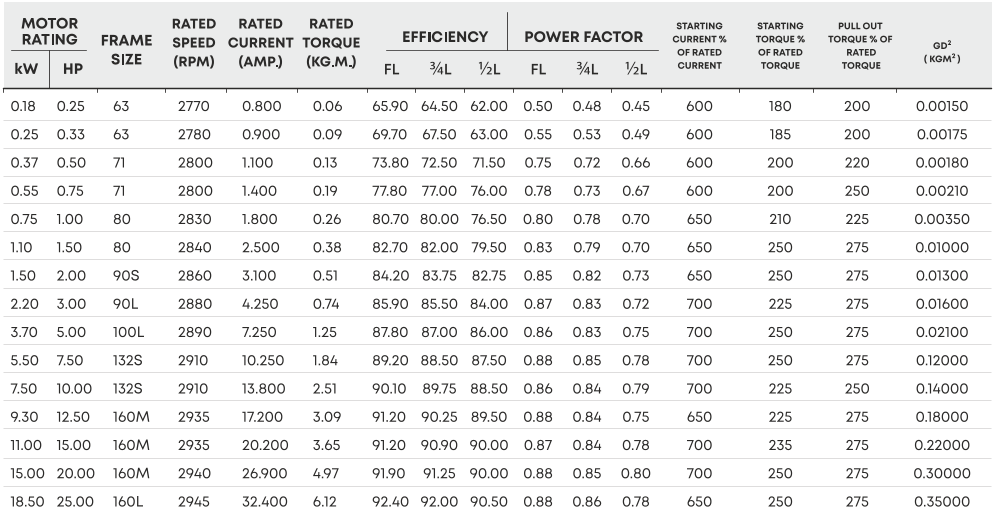 IE3 2 POLE  1000 RPM