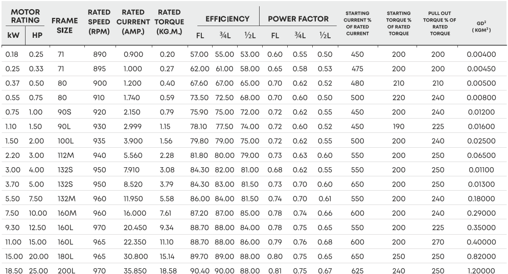 IE2 6 POLE  1000 RPM