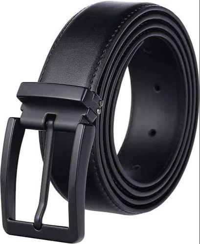 Mens Plain Black Leather Belt