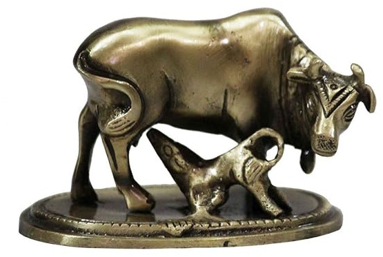 Brass Cow and Calf Statue