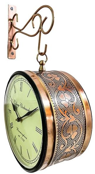 Metal Double Sided Vintage Railway Station Wall Clock
