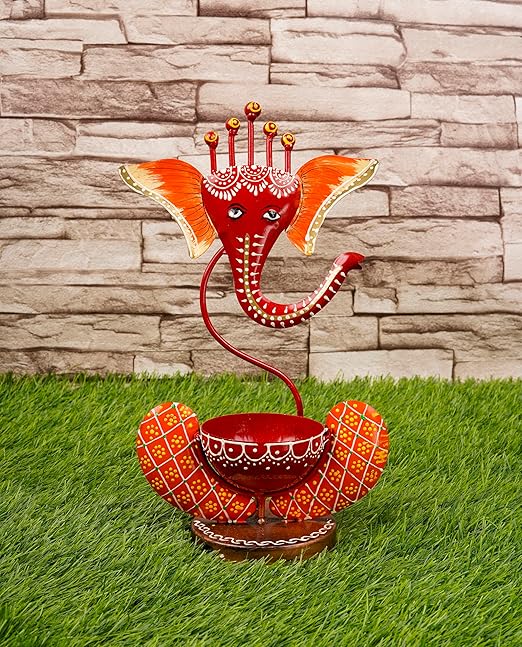 Metal Lord Ganesha Tea Light Candle Holder