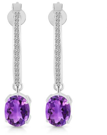 Amethyst and White Topaz 925 Sterling Silver Earring