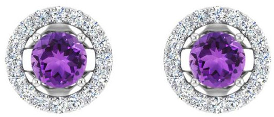 Amethyst And White Topaz Stud Earring