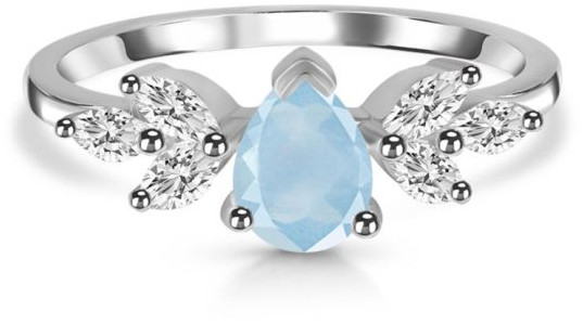 Ladies Aquamarine And White Topaz Ring