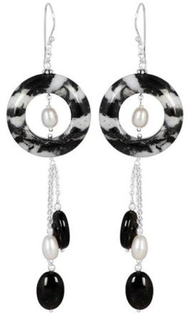 Ladies Black Zebra Jasper Earring