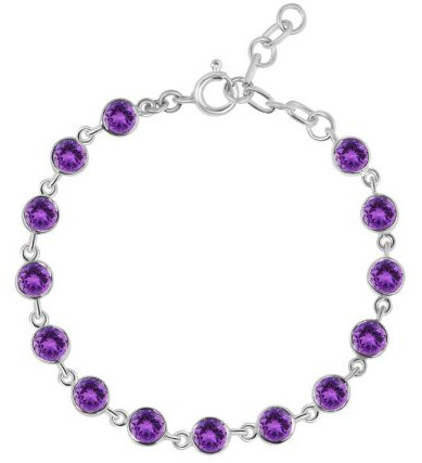 Ladies Purple Amethyst Adjustable Chain Bracelet