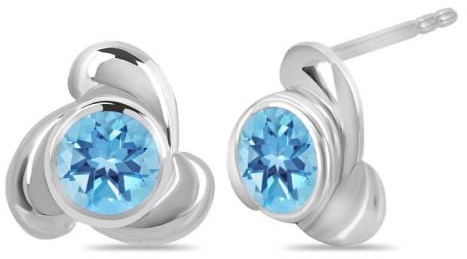 Natural Blue Topaz Studs Earring