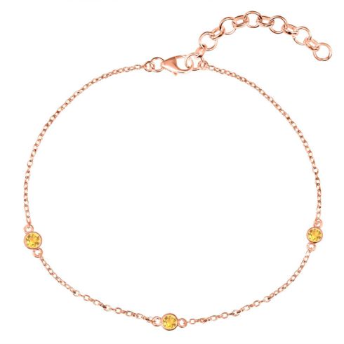 Yellow Stone Citrine Round Bead Chain Bracelet