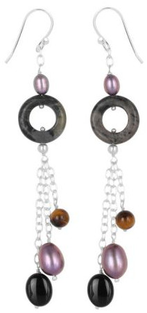 Ladies Zebra Jasper/Tiger Eye Beaded Earring