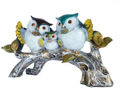 Polyresin Owl Family Statue Showpiece