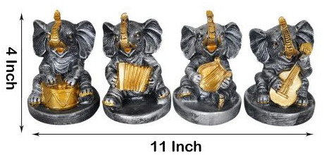 Set of 4 Elephant Musical Showpiece