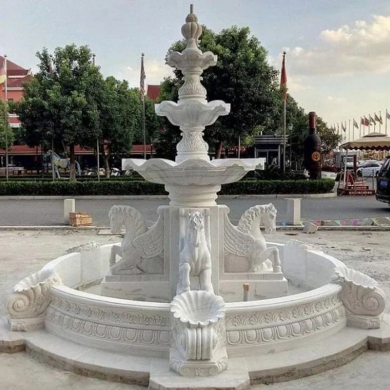 3 Tier White Standstone Water Fountain