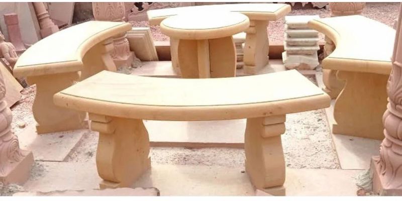 Garden Sandstone Table Bench Set