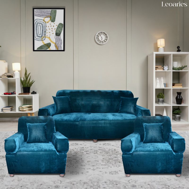 Leoaries Velvet Silk Sky Blue Sofa Cover