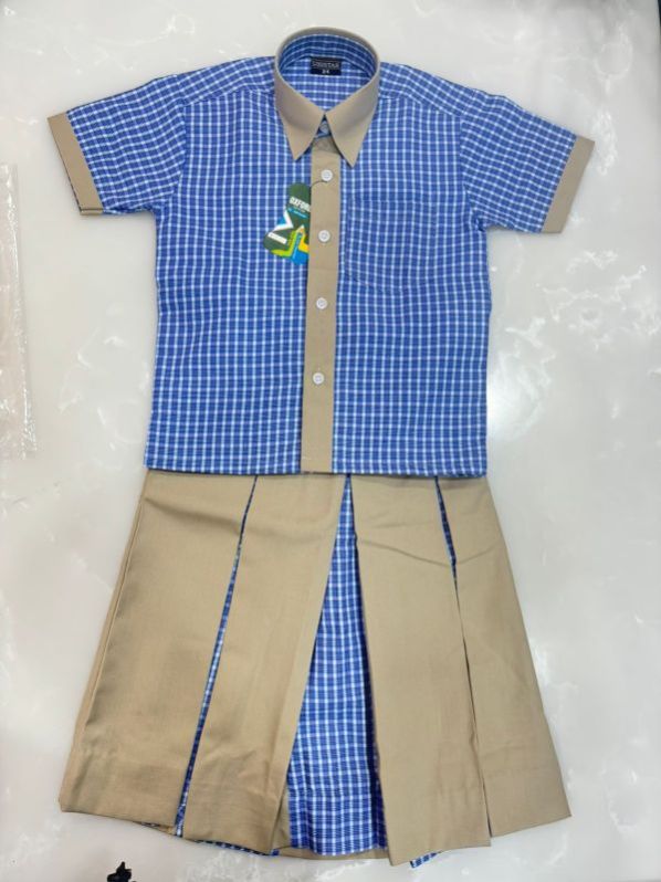 Oxford Cotton School Uniform  Shirt Skirt Set