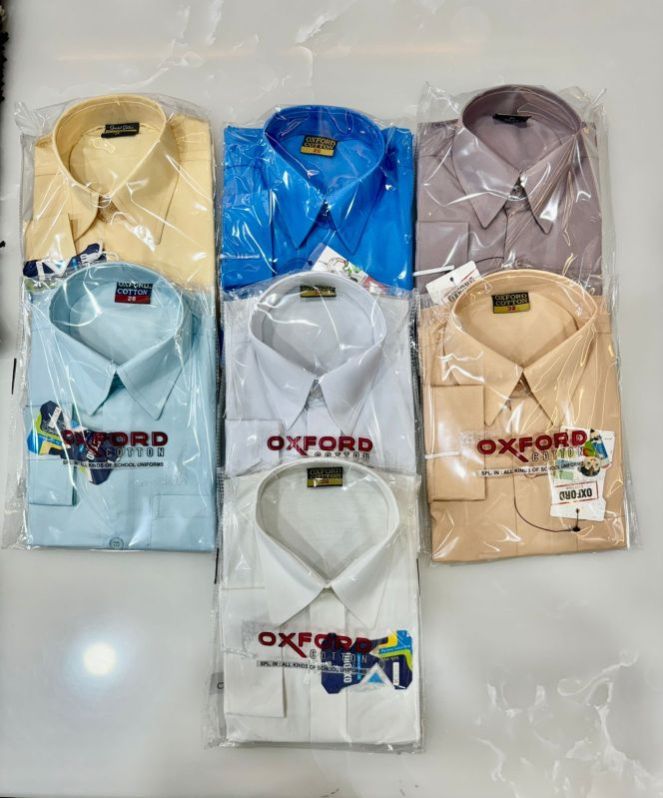 Oxford Cotton School Uniform Multicolor Plain Shirt