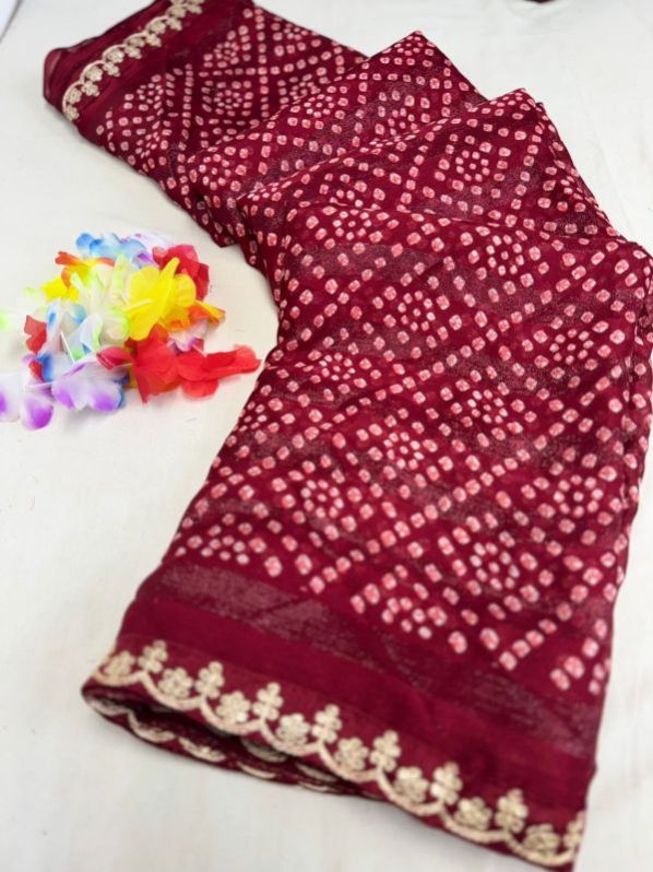 Rimzim Embroidered Chiffon Saree With Coding Border