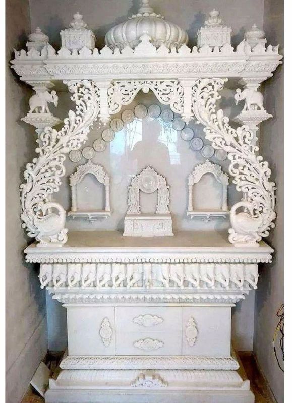 3.5 Feet White Marble Temple