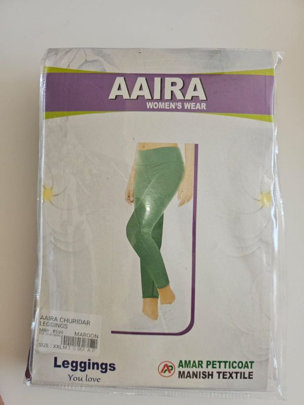 Aaira Plain Green Cotton Legging