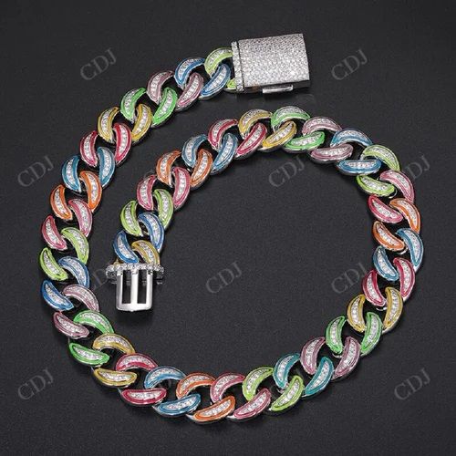 15mm S925 Moissanite Curb Cuban Chain