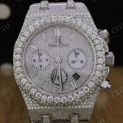 41mm Chrono Hip Hop Fully Iced Out Moissanite Diamond Watch