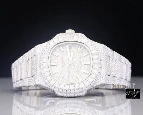 Full White Aromatic Iced Out Moissanite Bezel Diamond Watch