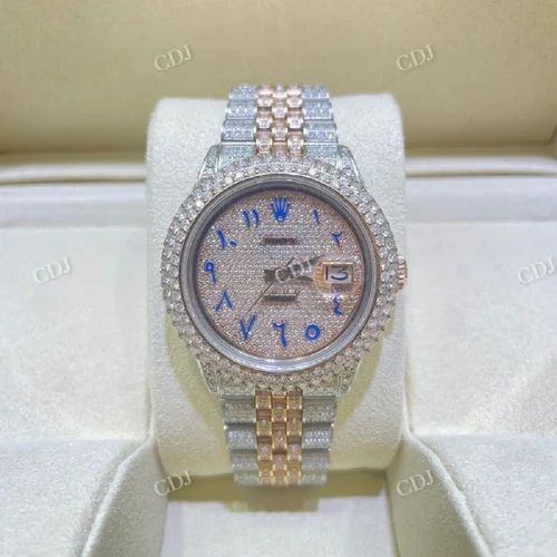 Luxury Arabic Dial Moissanite Diamond Watch