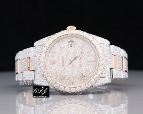 Two Tone Yellow White Pass Moissanite Diamond Watch