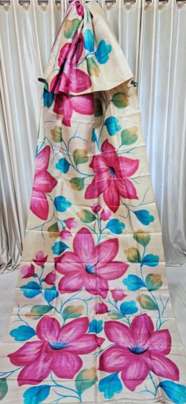 Hand Painted Tussar Silk Saree