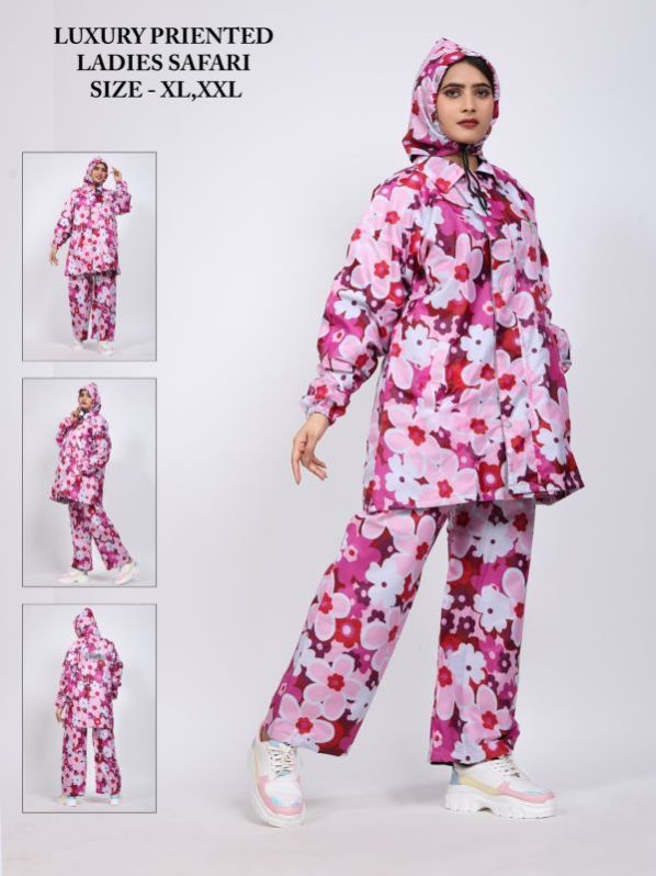 Ladies Flower Print Safari Raincoat