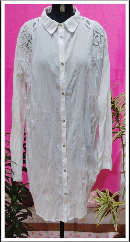 Ladies White Cotton Long Dress