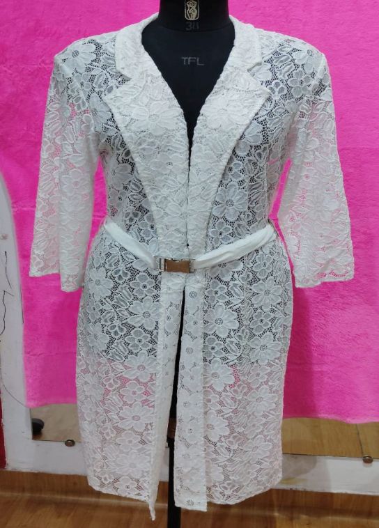 Ladies White Net Designer Shrug